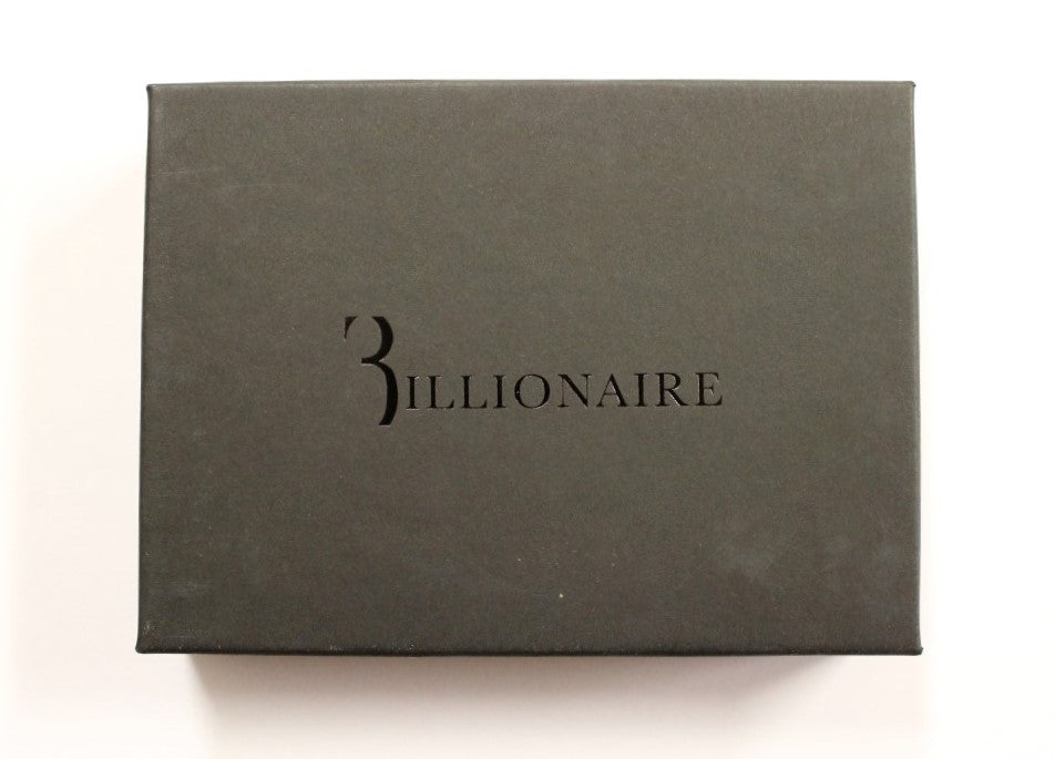 Portefeuille à deux volets en cuir marron de la collection couture italienne Billionaire