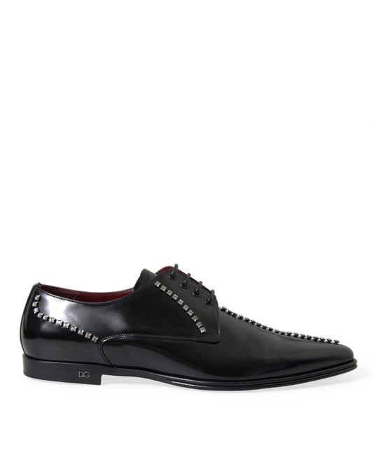 Dolce & Gabbana zwarte leren kristallen jurk formele schoenen