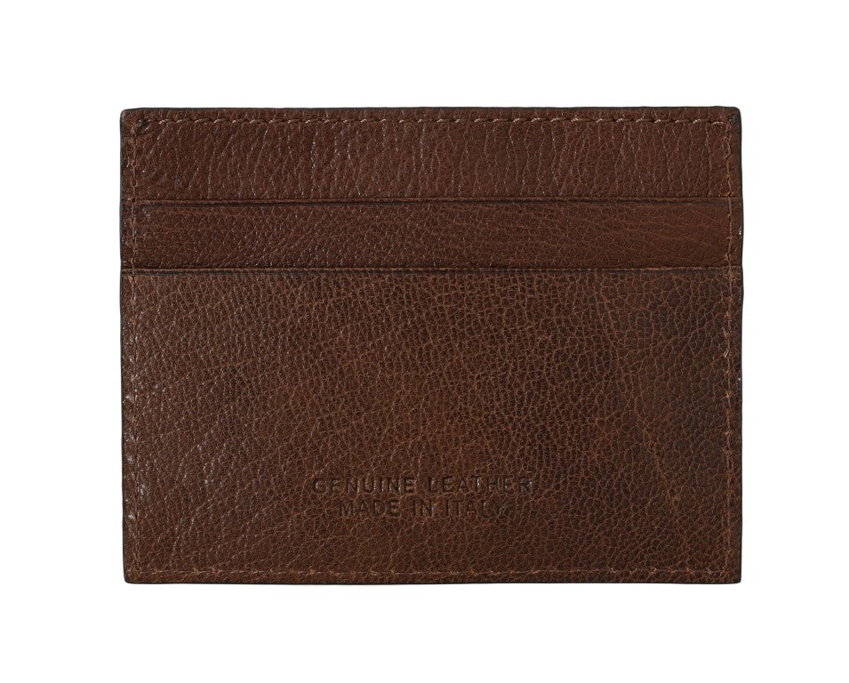 Portefeuille porte-cartes en cuir marron Billionaire Italian Couture