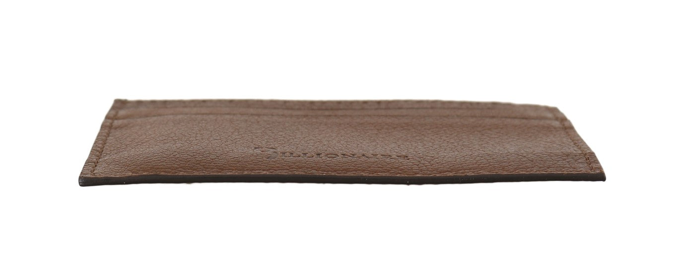 Portefeuille porte-cartes en cuir marron Billionaire Italian Couture