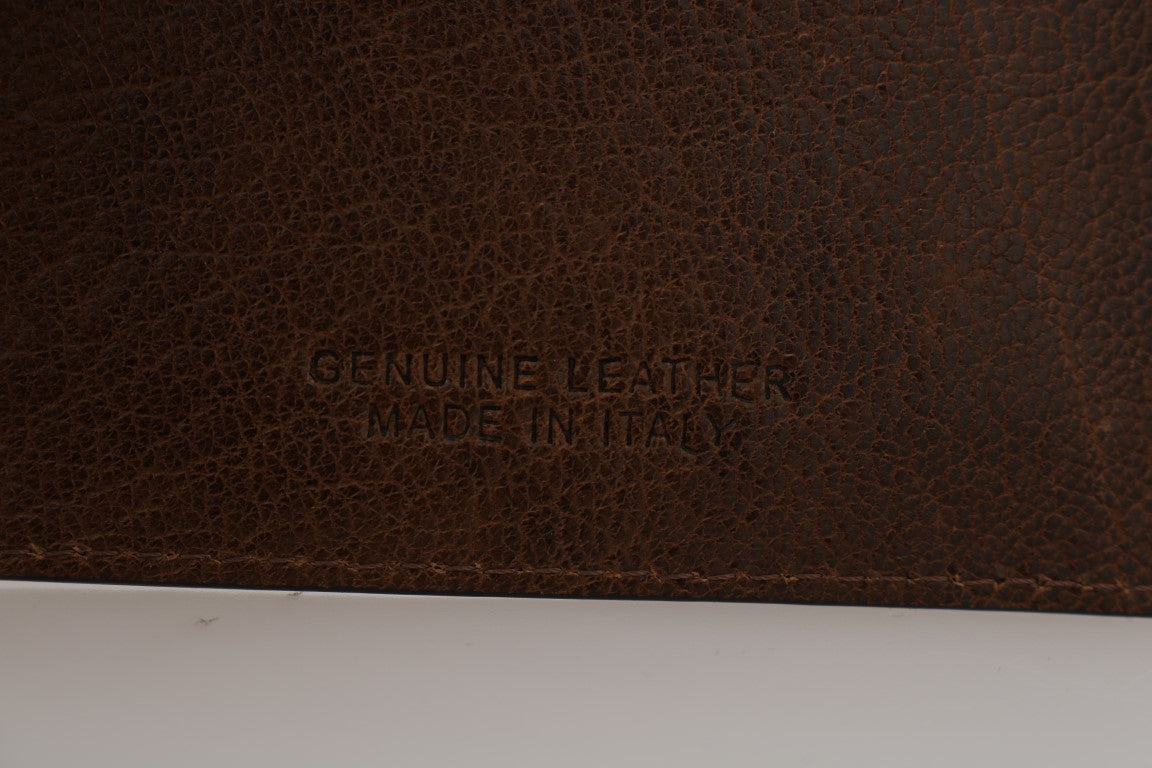Portefeuille porte-cartes en cuir marron Billionaire Italian Couture