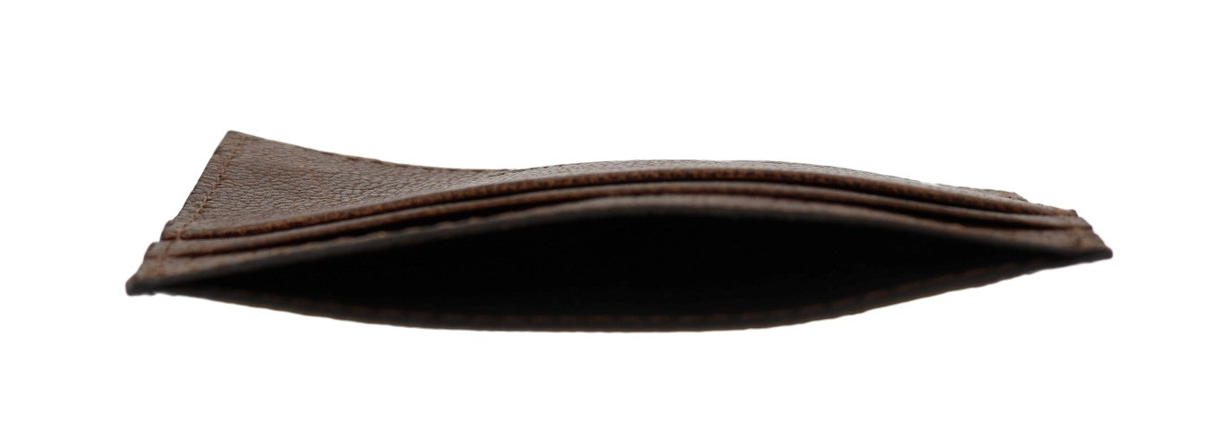 Portefeuille porte-cartes en cuir marron Billionaire Italian Couture