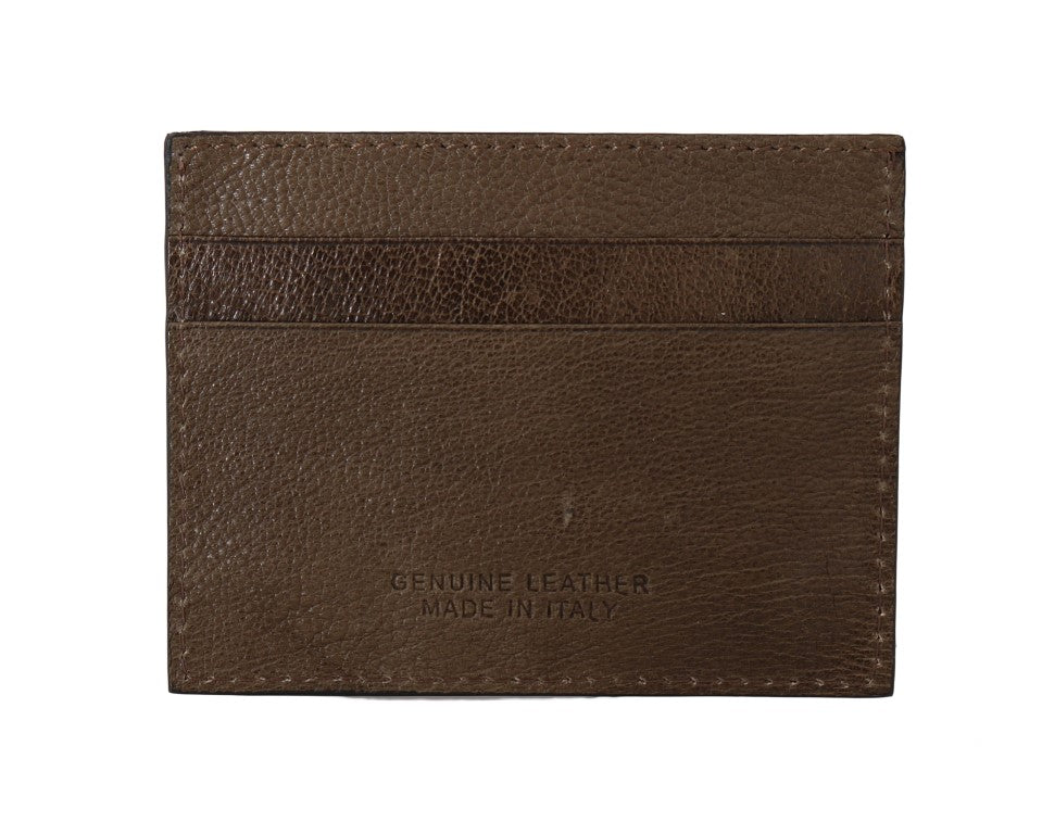 Portefeuille porte-cartes en cuir marron Billionaire Italian Couture