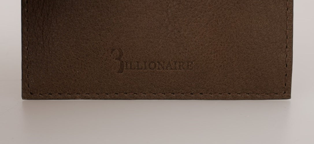 Portefeuille porte-cartes en cuir marron Billionaire Italian Couture