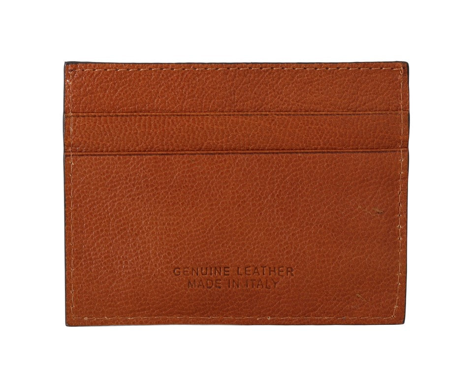 Portefeuille porte-cartes en cuir marron Billionaire Italian Couture