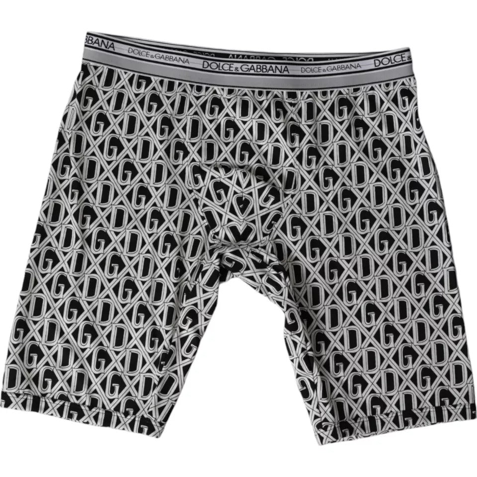 Dolce & Gabbana Zwarte en Witte DG Logo Katoenen Stretch Fietskleding voor Heren