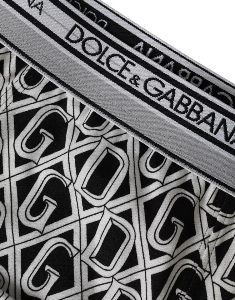 Dolce & Gabbana Zwarte en Witte DG Logo Katoenen Stretch Fietskleding voor Heren