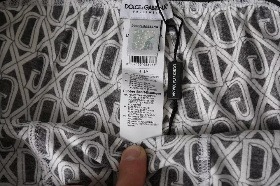 Dolce & Gabbana Zwarte en Witte DG Logo Katoenen Stretch Fietskleding voor Heren