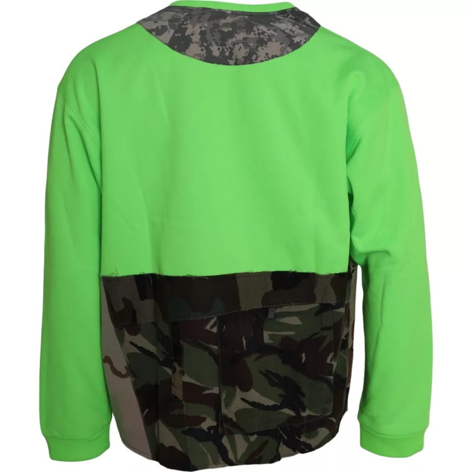 Dolce & Gabbana Groene Patchwork Hartvormige Ronde Hals Pullevertrui