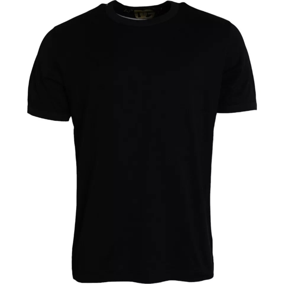 T-shirt homme Dolce & Gabbana en coton noir, col rond, manches courtes.
