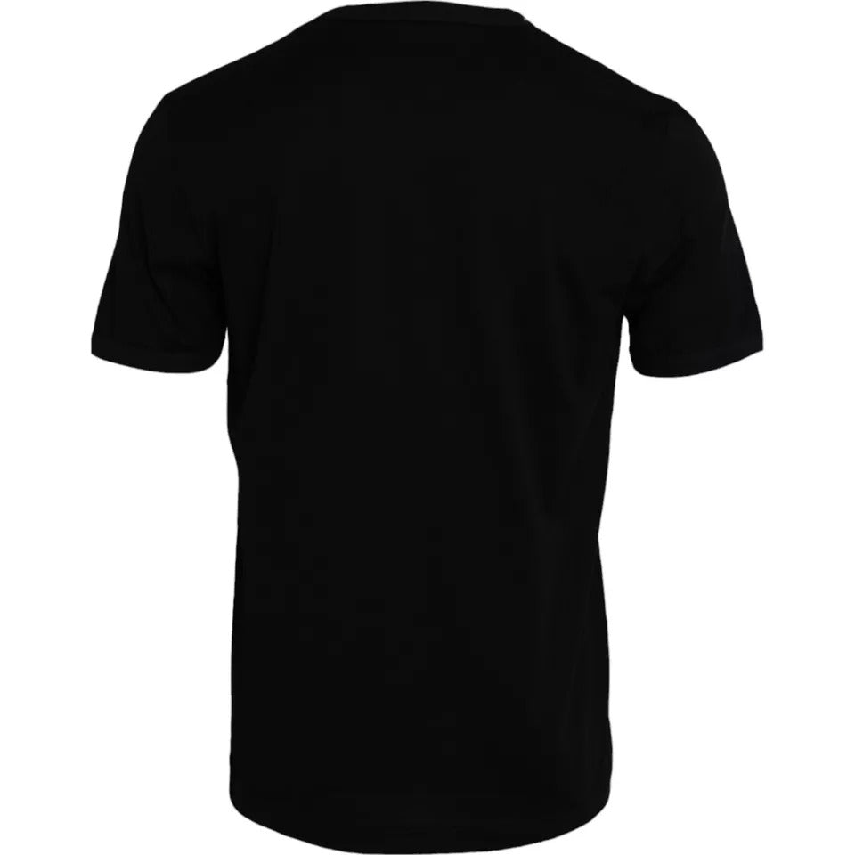 T-shirt homme Dolce & Gabbana en coton noir, col rond, manches courtes.