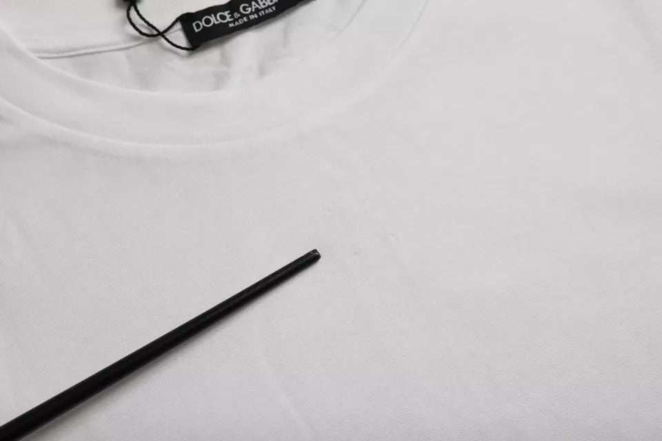 T-shirt blanc en coton à manches courtes et col rond de Dolce & Gabbana