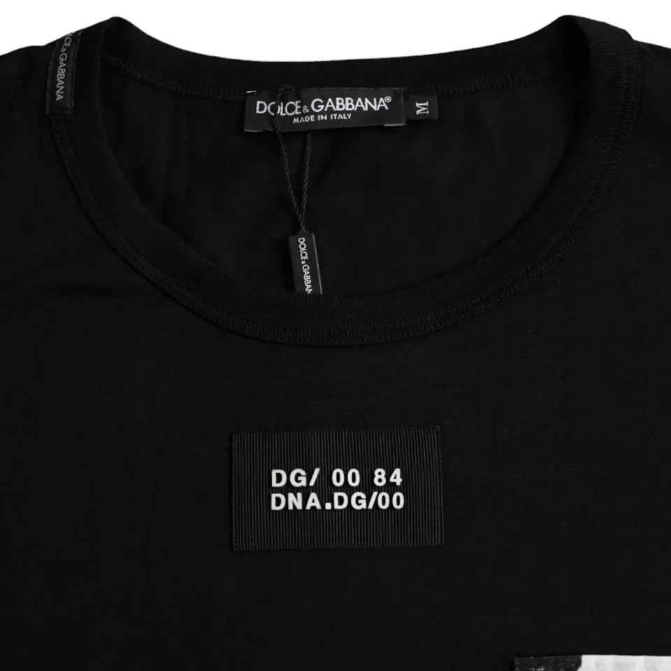 T-shirt homme à manches courtes en coton noir avec poche de Dolce & Gabbana