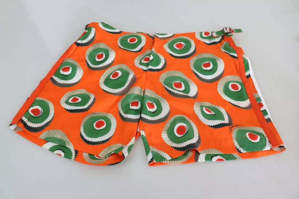 Short de bain orange à motif cupcake de Dolce & Gabbana