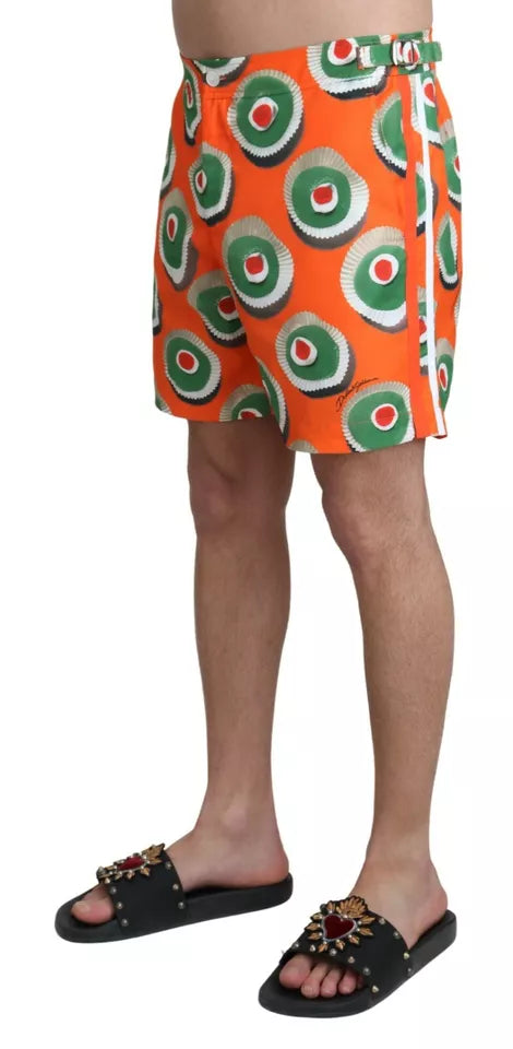 Short de bain orange à motif cupcake de Dolce & Gabbana