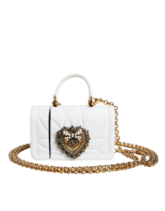 Étui pour Airpods Dolce & Gabbana en silicone blanc avec motif cœur dévotion