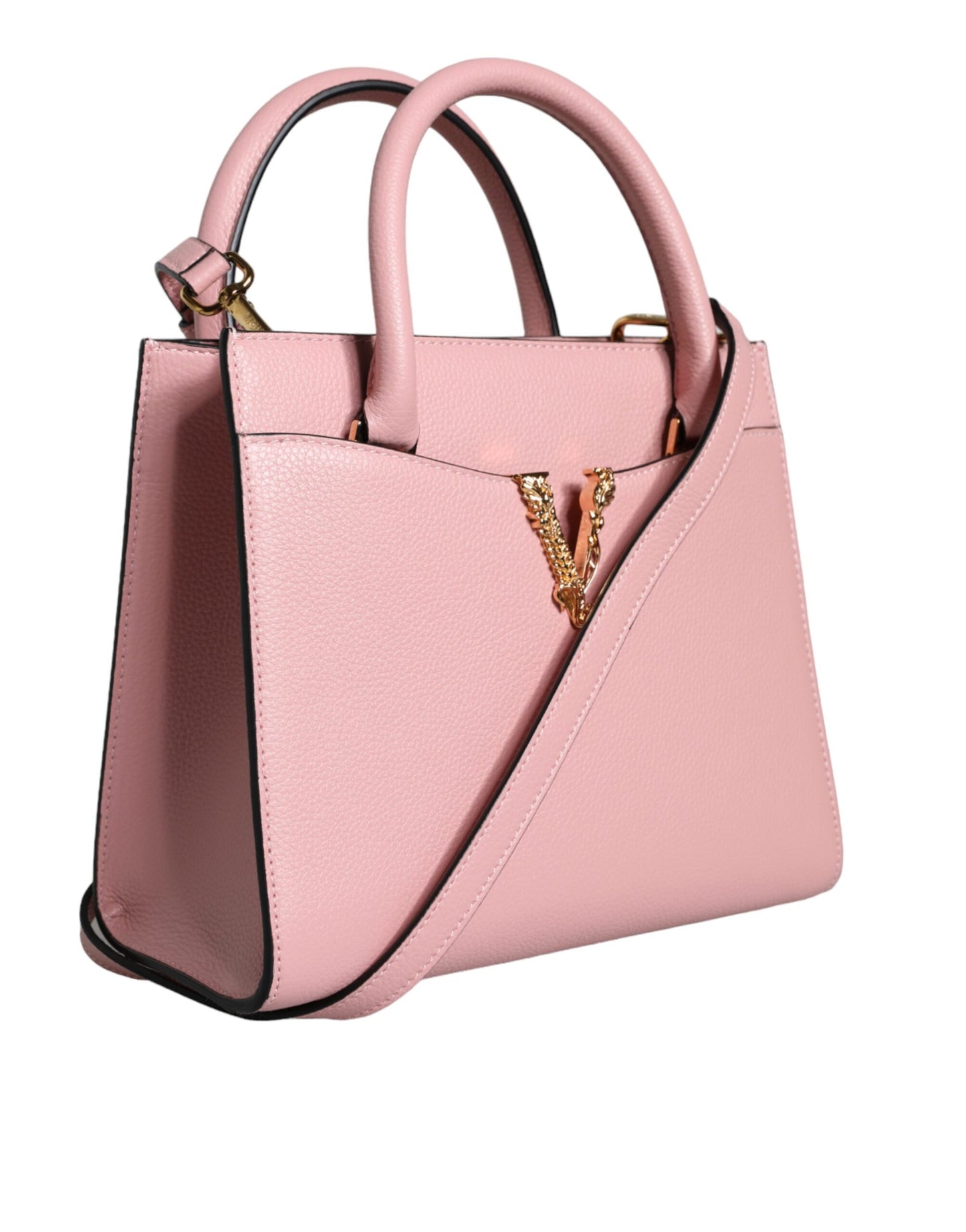 Versace roze kleine schoudertas van korrelig kalfsleer