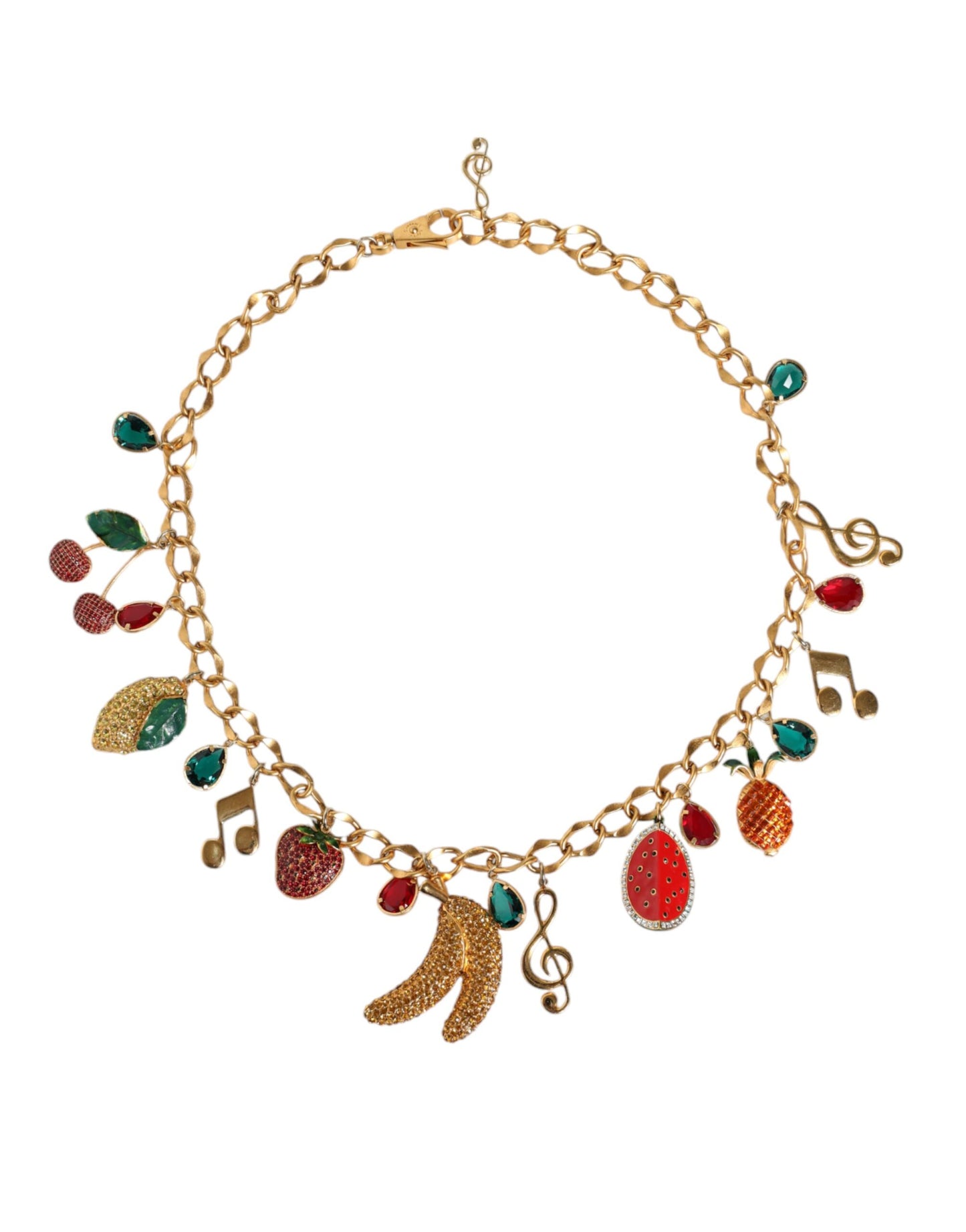 Dolce & Gabbana Goudkleurige Messing Fruitige Kristallen Tailleketting Riem