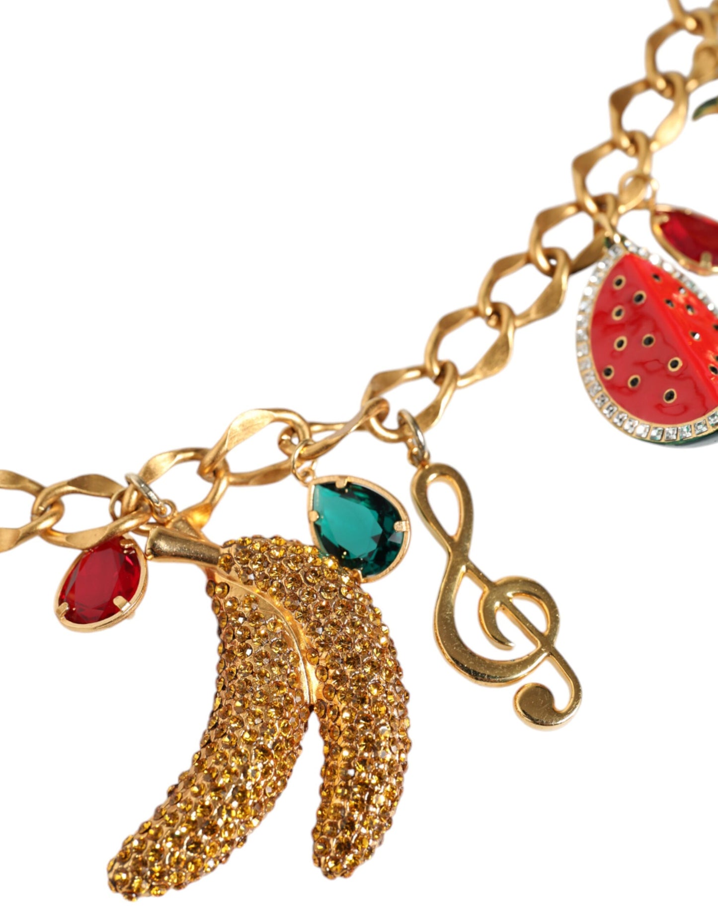 Dolce & Gabbana Goudkleurige Messing Fruitige Kristallen Tailleketting Riem