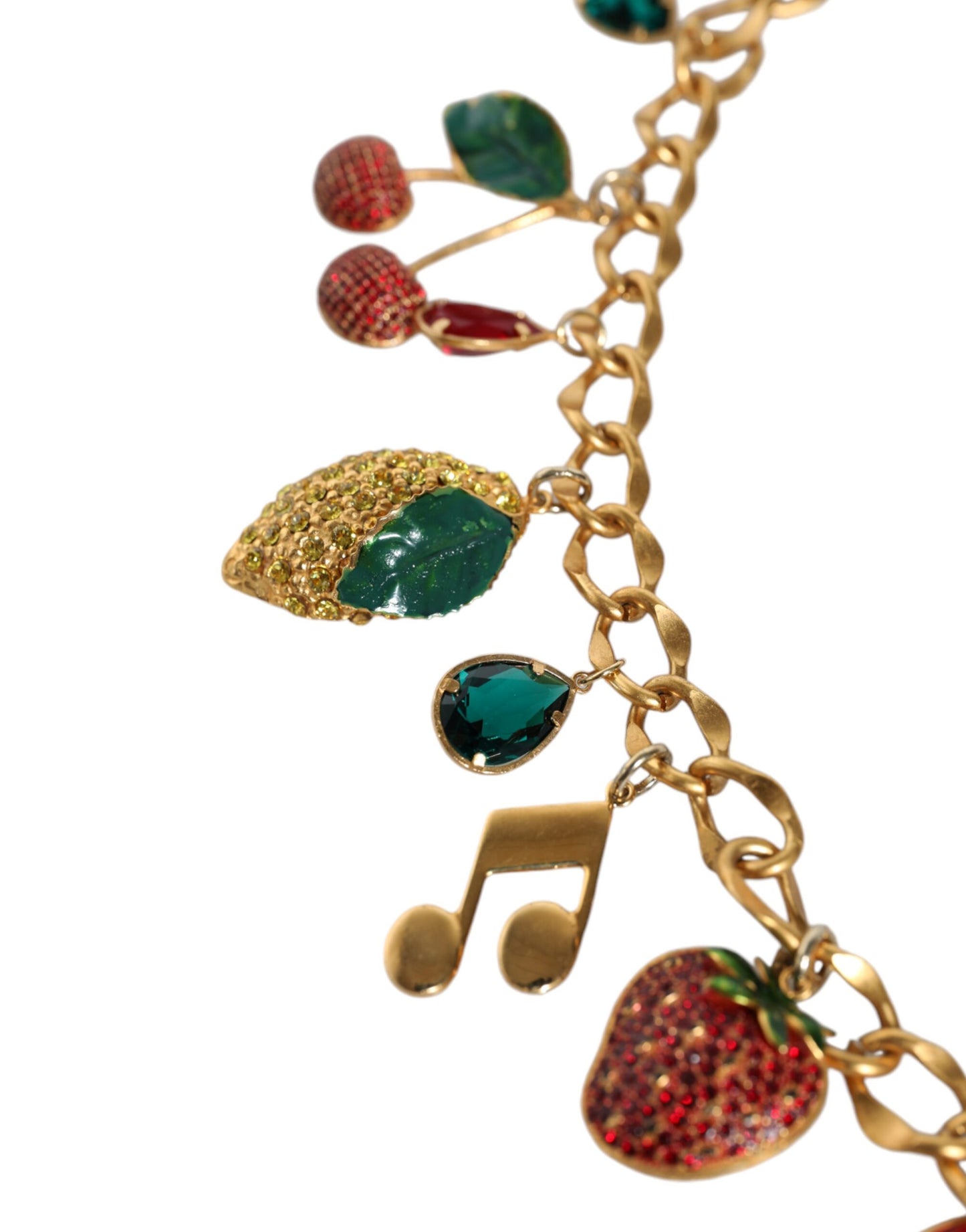 Dolce & Gabbana Goudkleurige Messing Fruitige Kristallen Tailleketting Riem