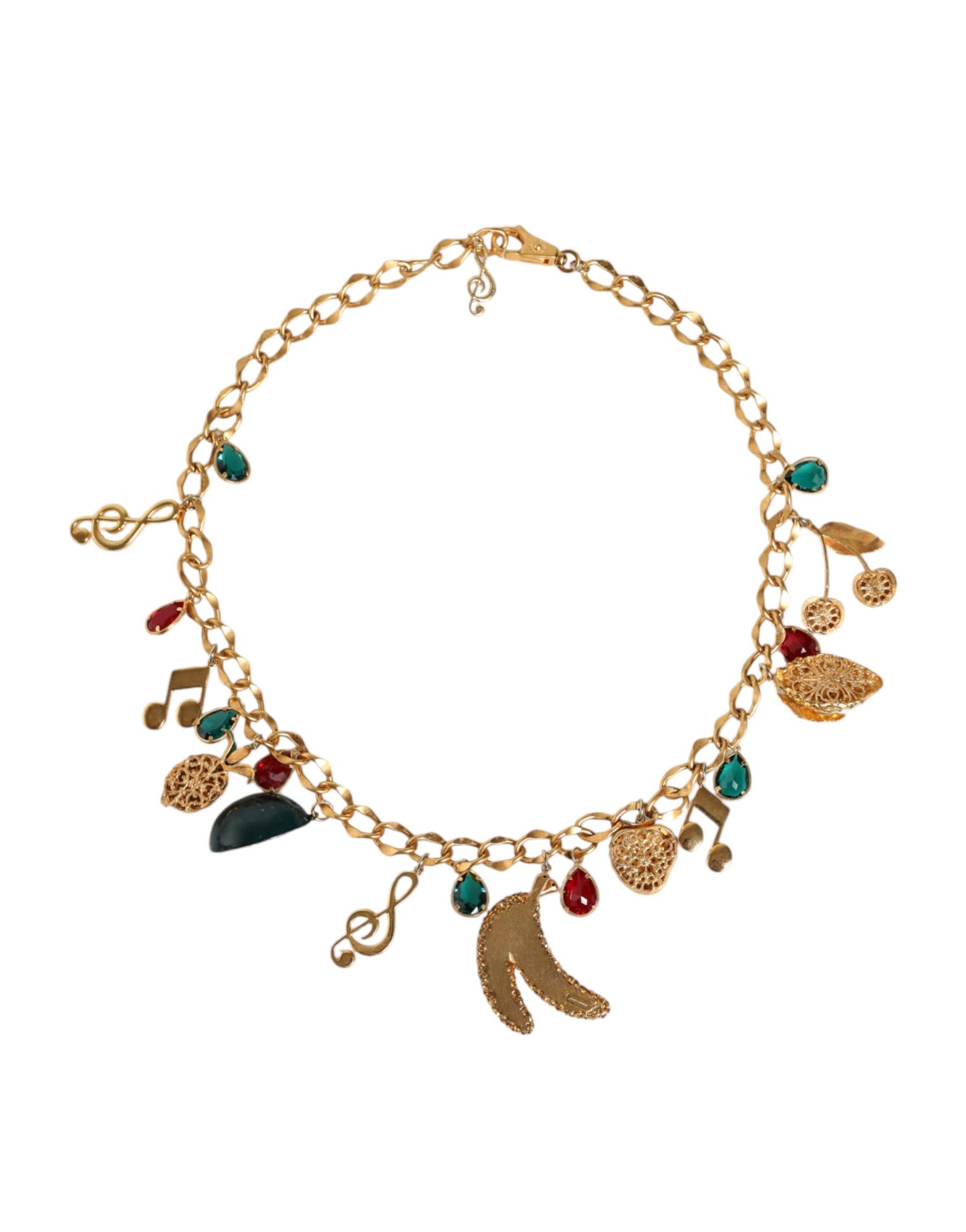 Dolce & Gabbana Goudkleurige Messing Fruitige Kristallen Tailleketting Riem