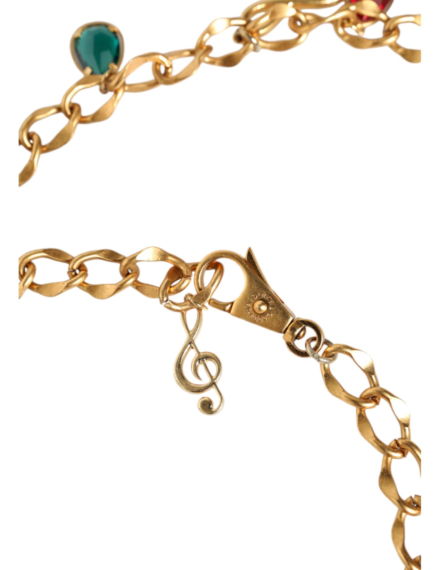 Dolce & Gabbana Goudkleurige Messing Fruitige Kristallen Tailleketting Riem