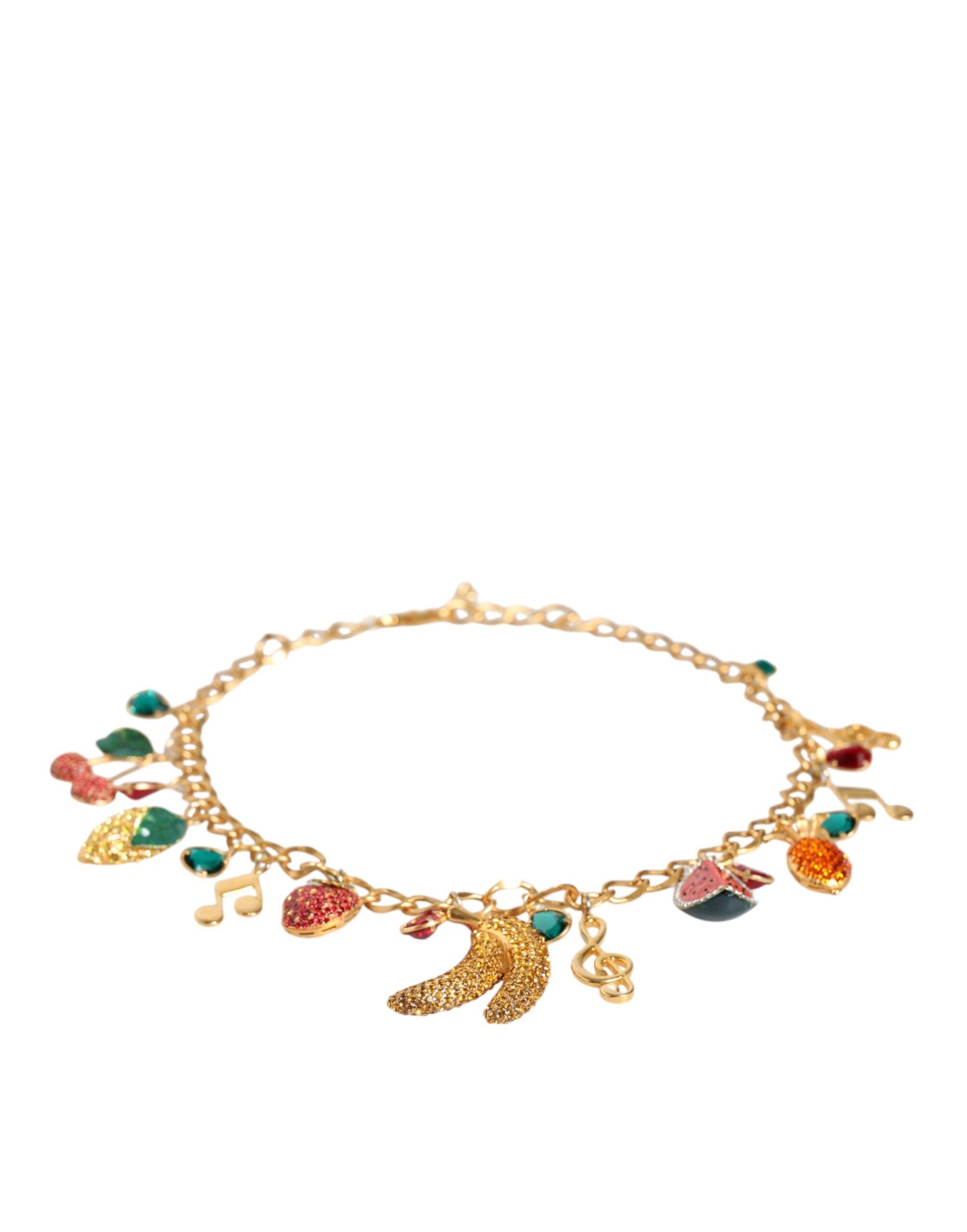 Dolce & Gabbana Goudkleurige Messing Fruitige Kristallen Tailleketting Riem