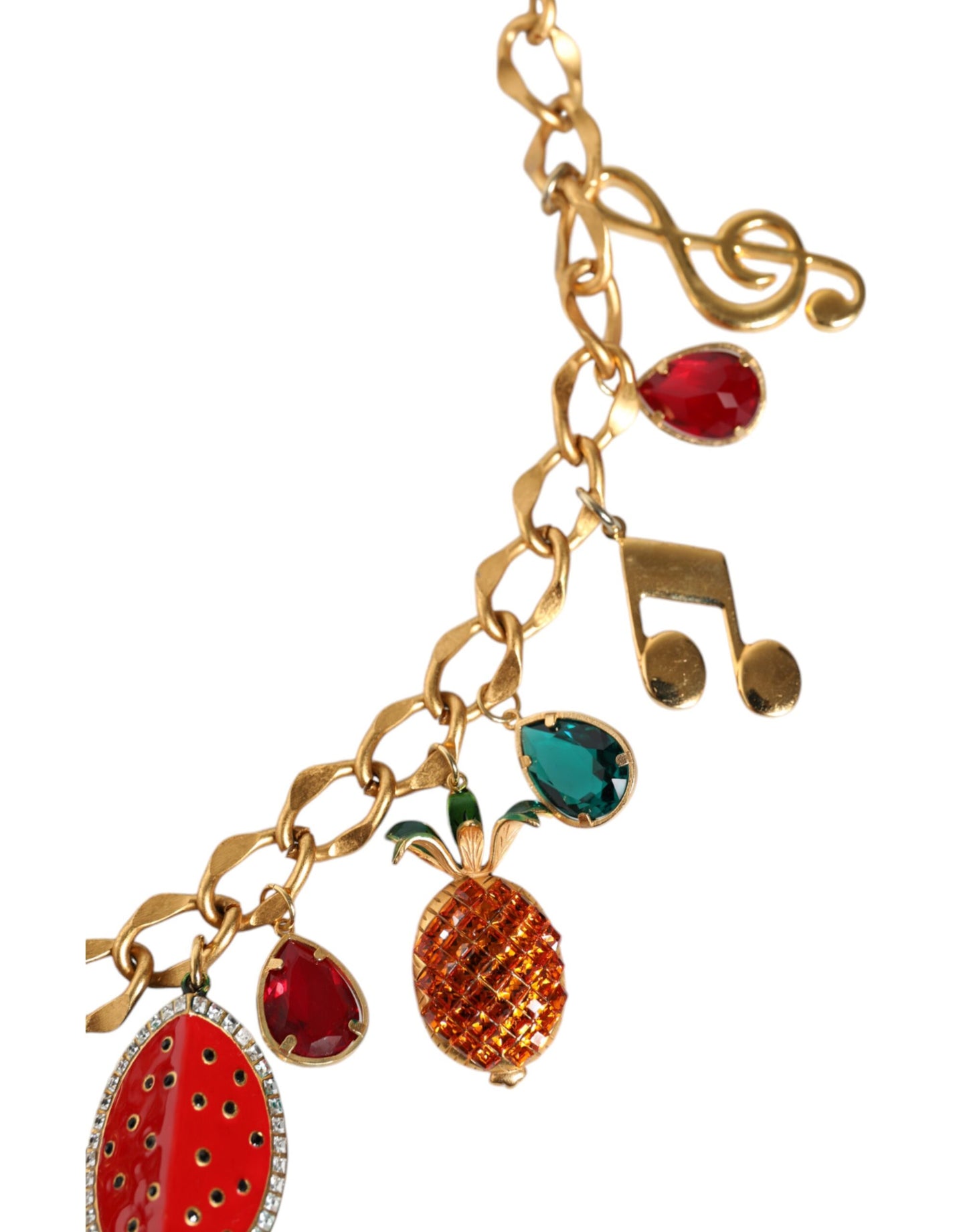 Dolce & Gabbana Goudkleurige Messing Fruitige Kristallen Tailleketting Riem
