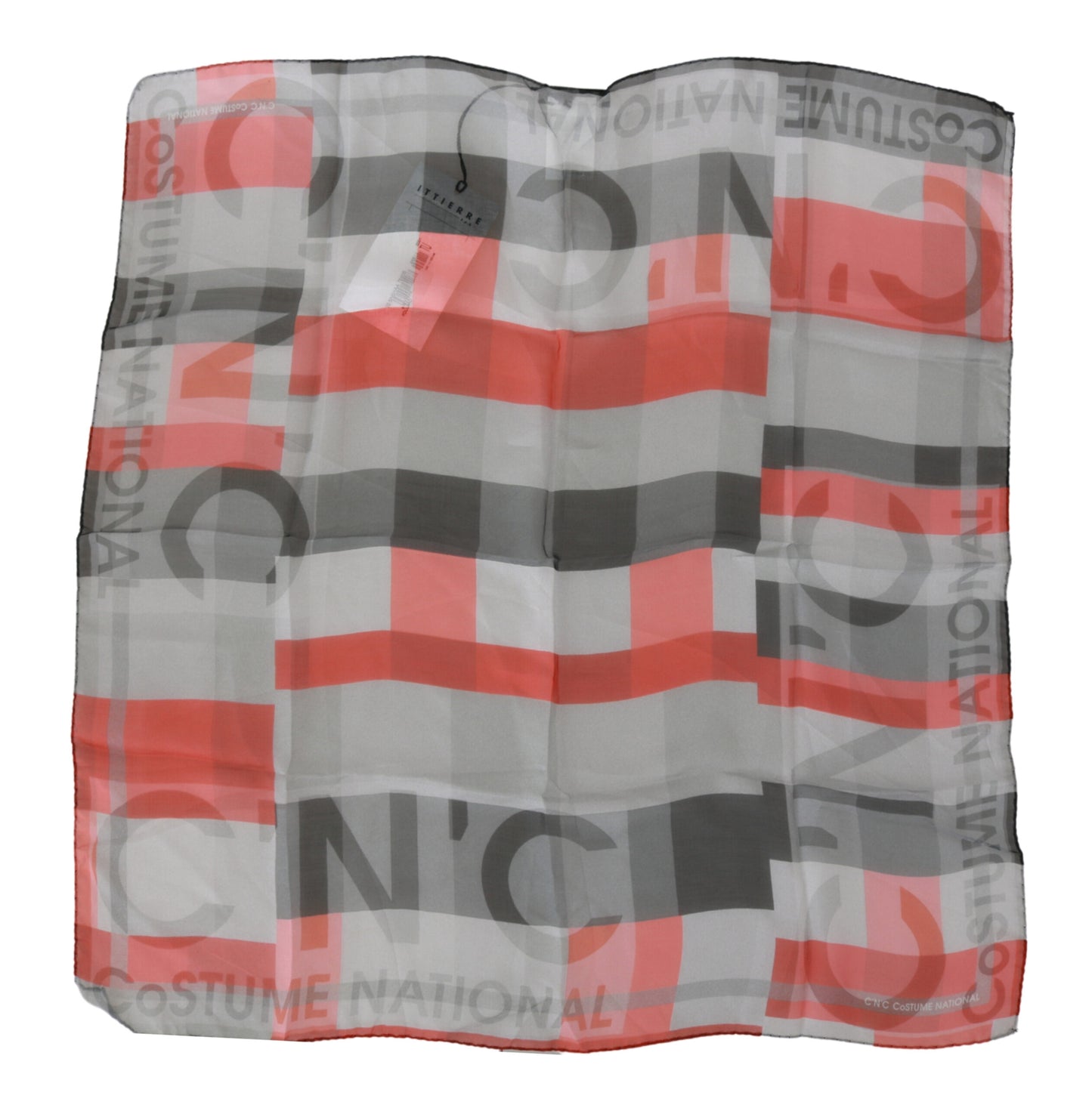 Écharpe de marque Costume National gris rouge 100 % soie