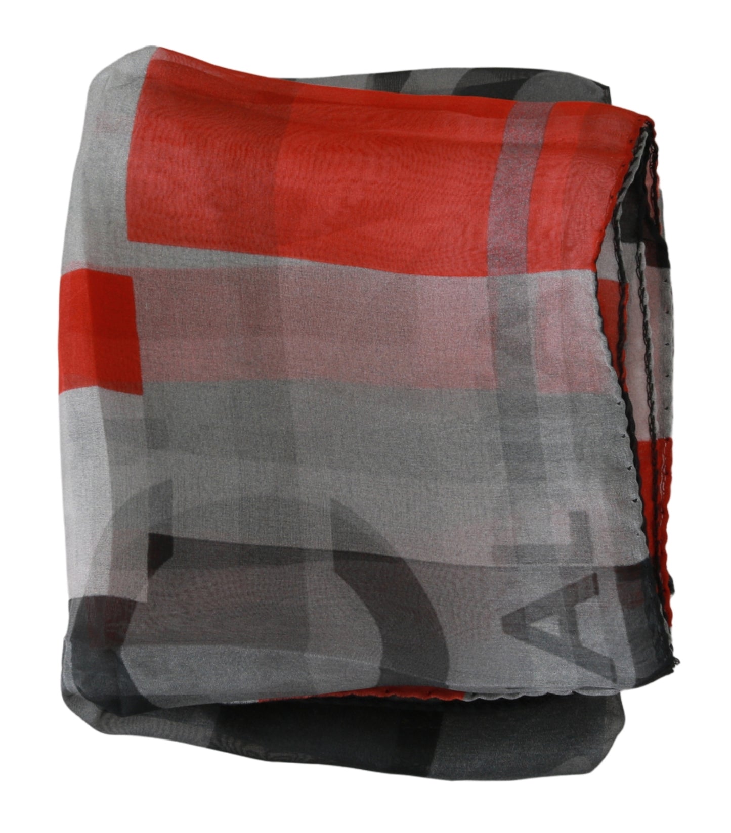 Écharpe de marque Costume National gris rouge 100 % soie