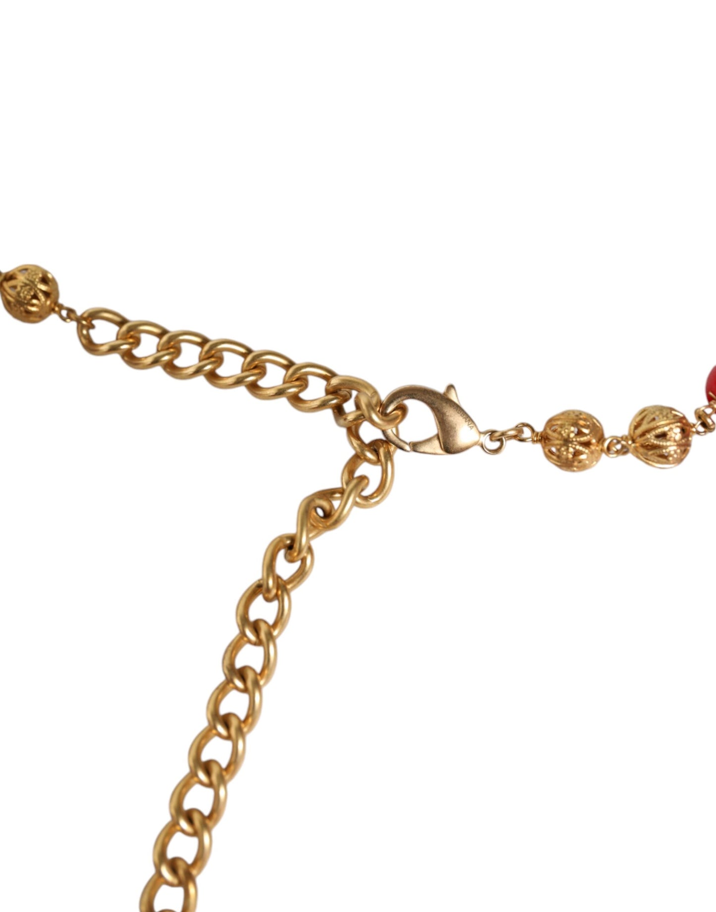 Ceinture Torero Dolce & Gabbana en laiton doré et fourrure rouge avec cristaux