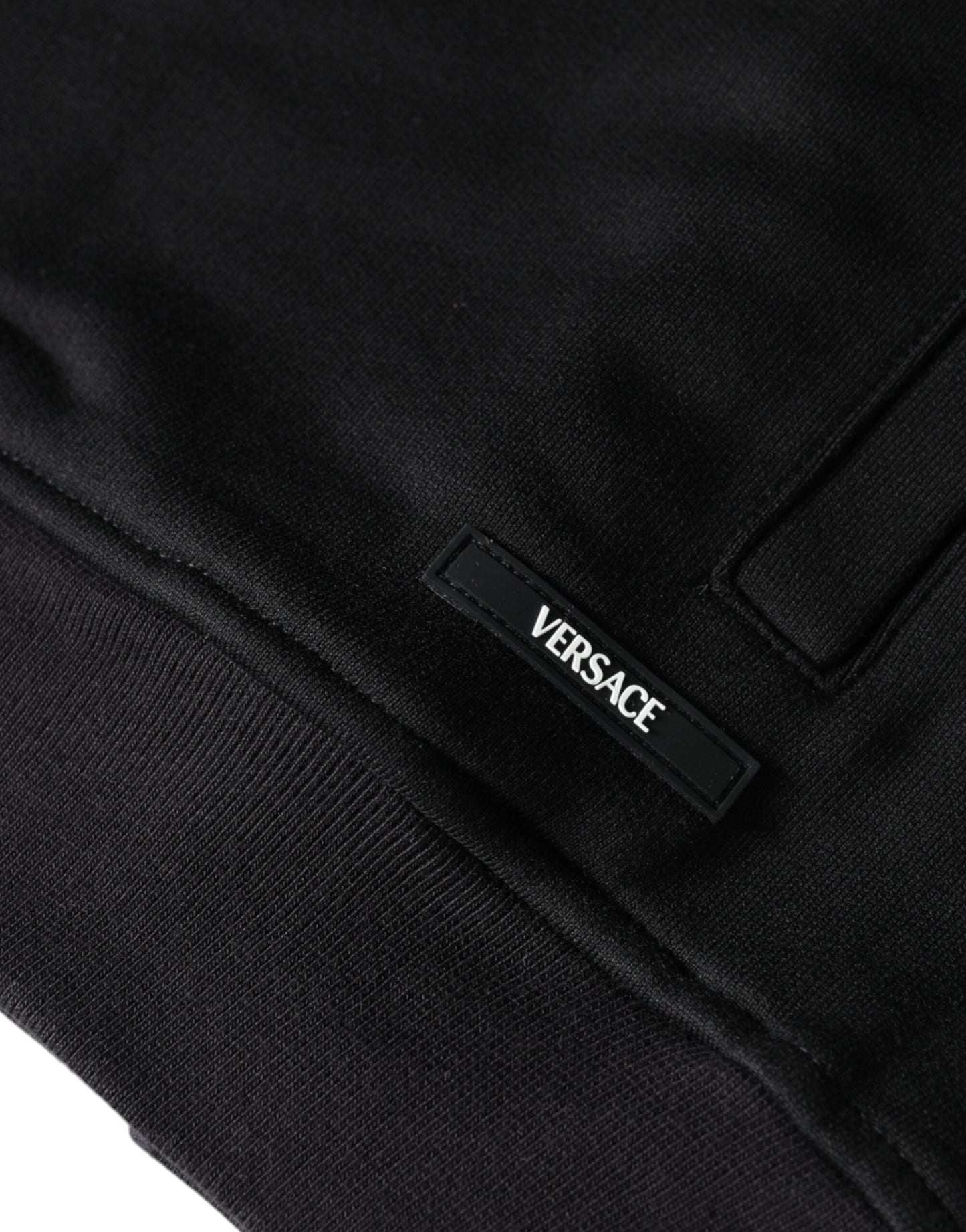 Sweat à capuche en coton à fermeture éclair avec imprimé Medusa noir de Versace