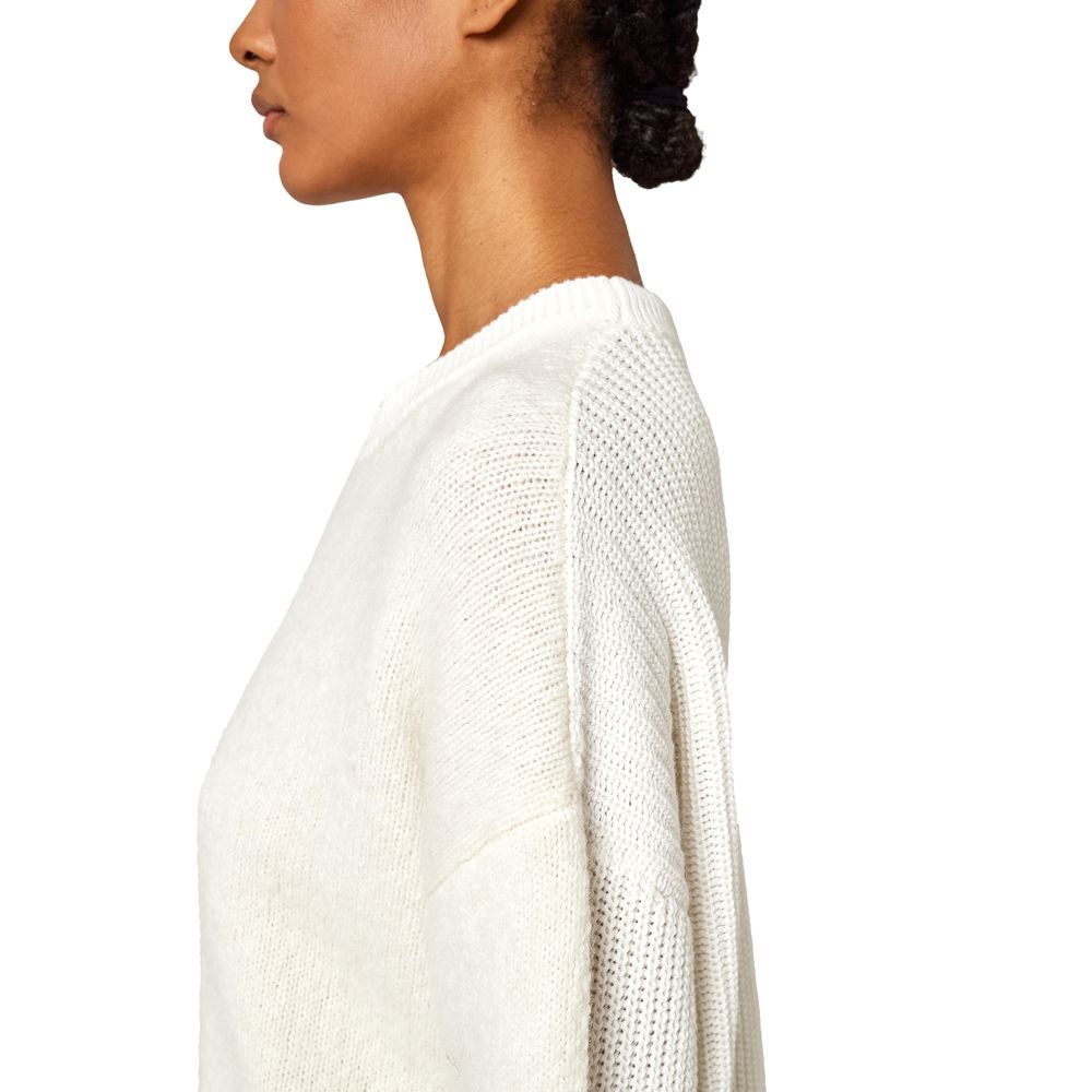 Alpha Studio Pull en laine recyclée blanc pour femme
