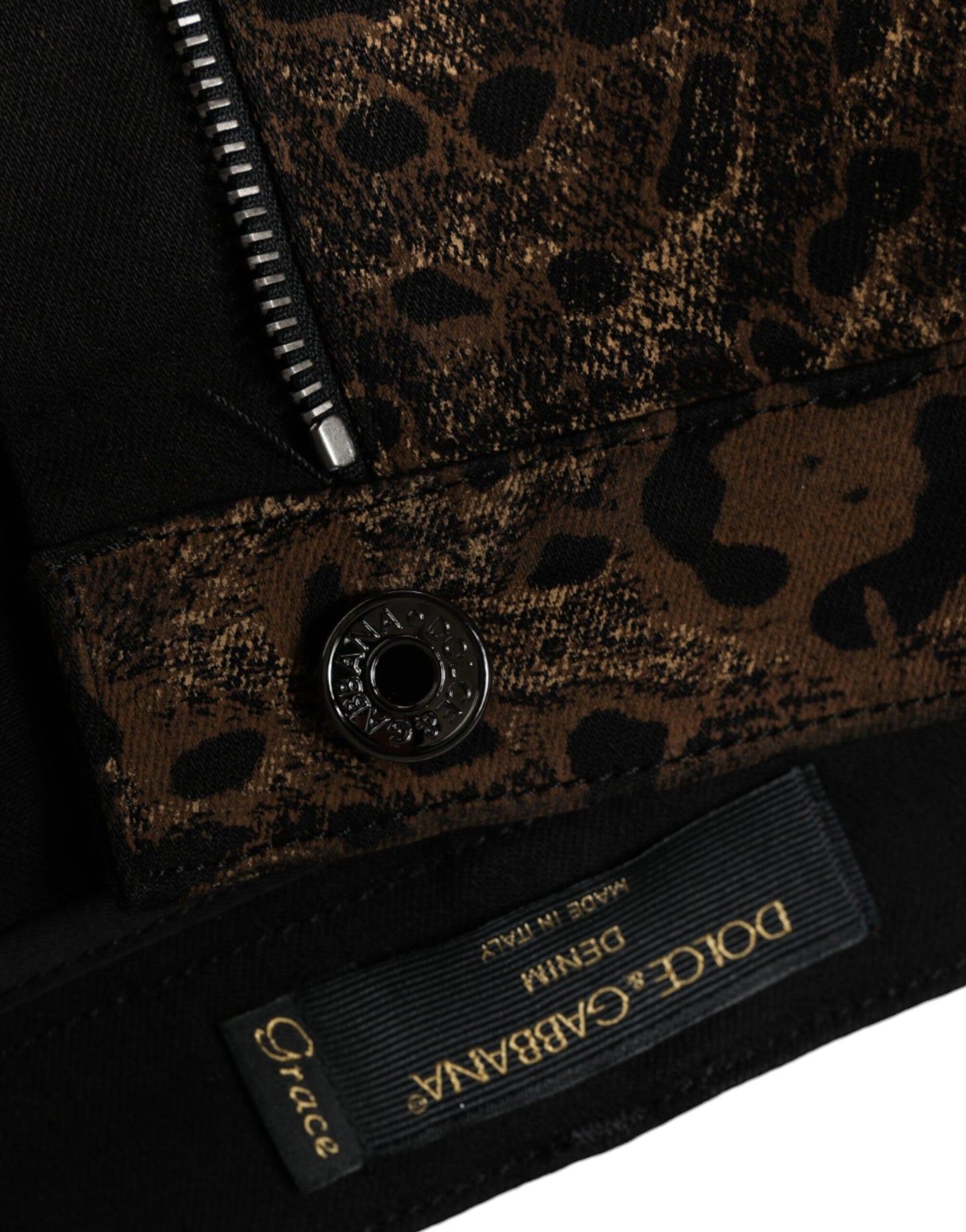 Dolce & Gabbana bruine, luipaardprint, skinny jeans van katoen