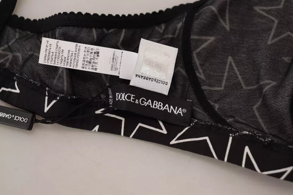 Dolce & Gabbana Zwarte Millennials Sterretdrukken Beha Zonder Beugel van Katoen