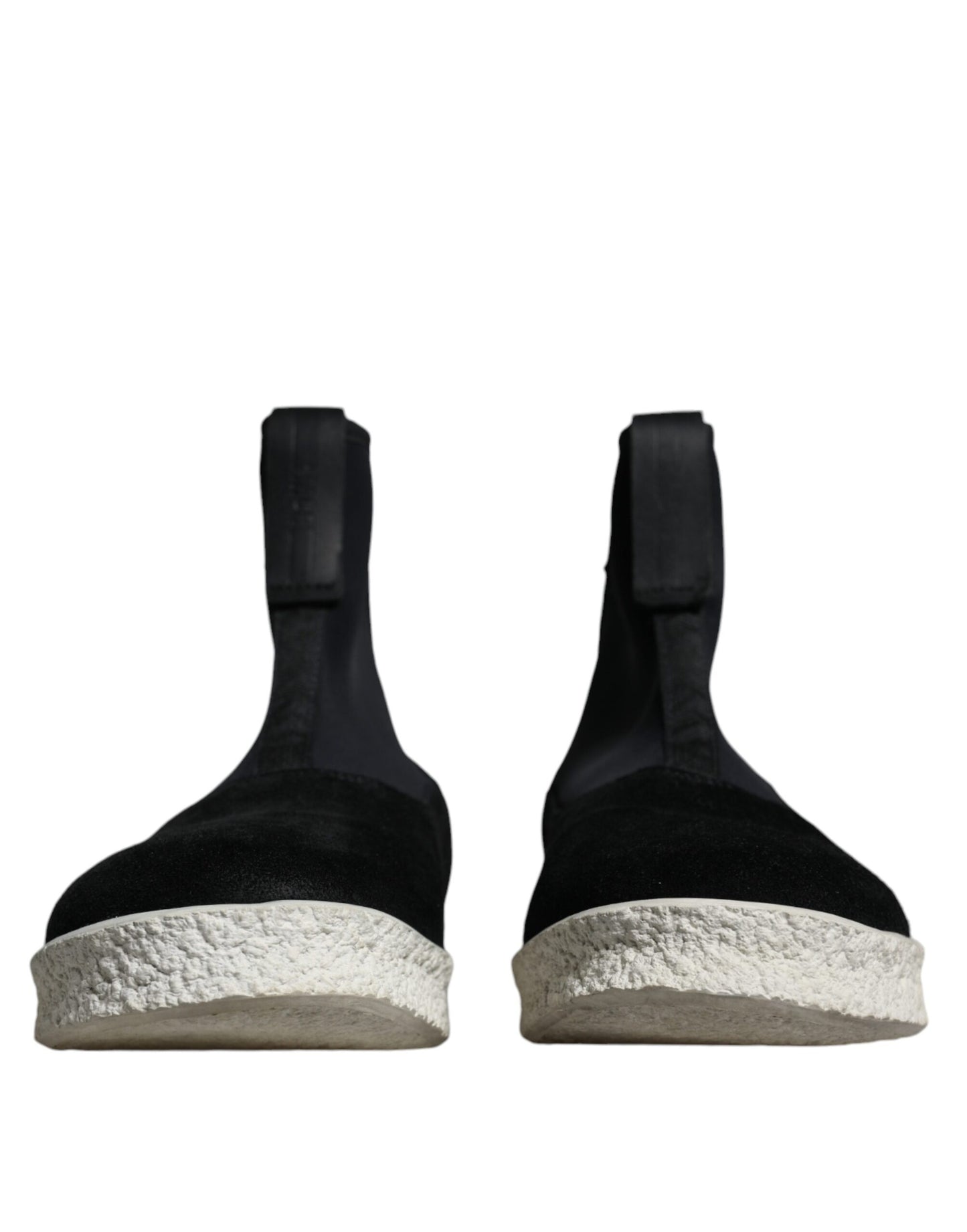 Bottines mi-mollet Takeshi en néoprène noir et blanc d'Alexander McQueen