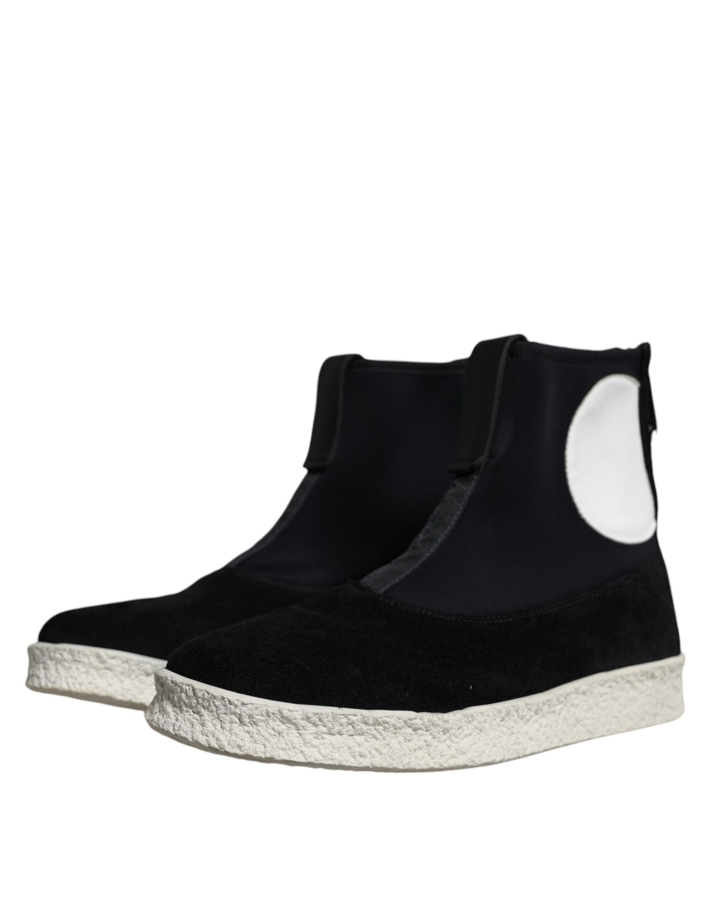 Bottines mi-mollet Takeshi en néoprène noir et blanc d'Alexander McQueen