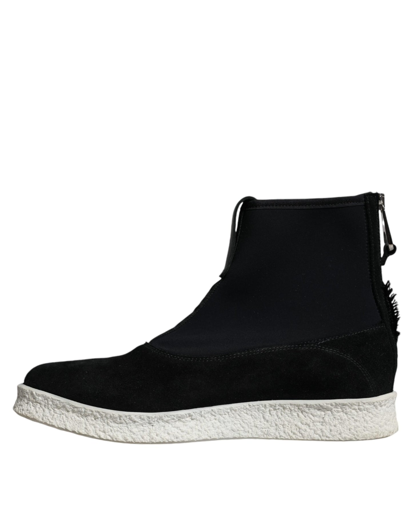 Bottines mi-mollet Takeshi en néoprène noir et blanc d'Alexander McQueen
