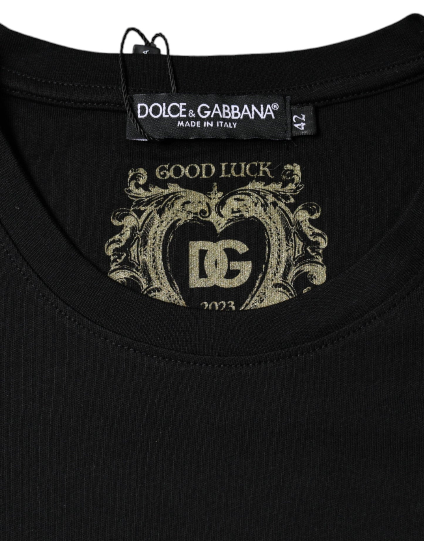 Dolce & Gabbana zwart katoenen T-shirt met ronde hals en korte mouwen