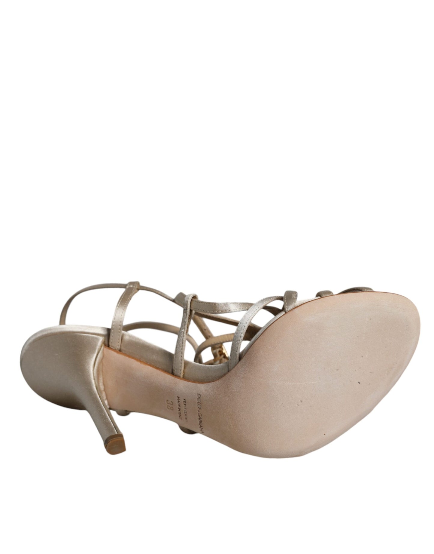 Dolce & Gabbana beige leren stiletto hakken sandalen