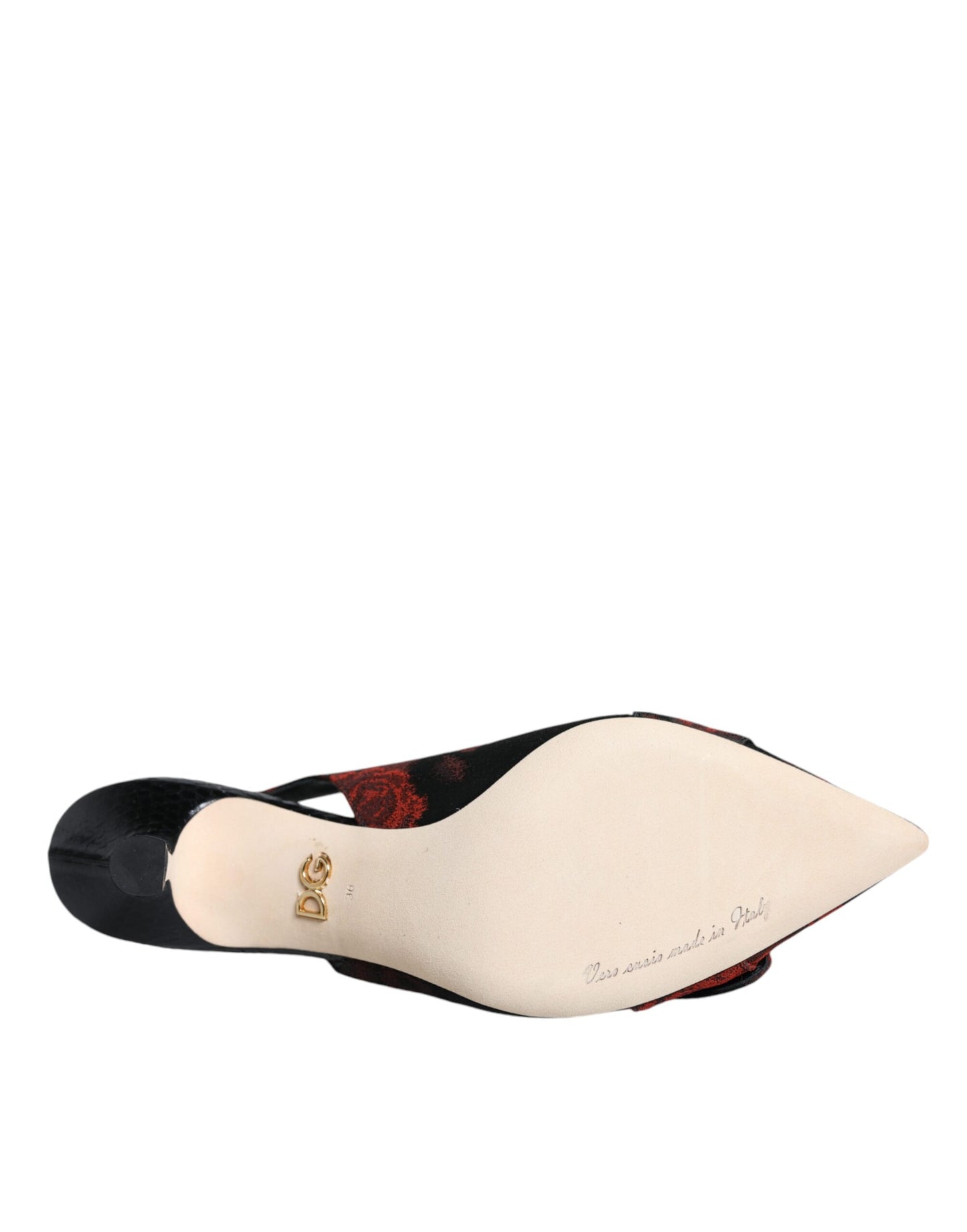 Dolce & Gabbana Zwarte Rode Bloemrijke Kristallen Hakken Slingback Schoenen