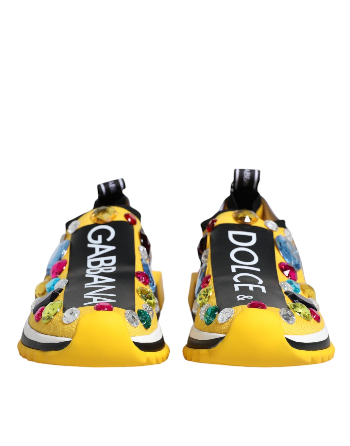 Sneakers basses Sorrento en cuir jaune avec cristaux de Dolce & Gabbana
