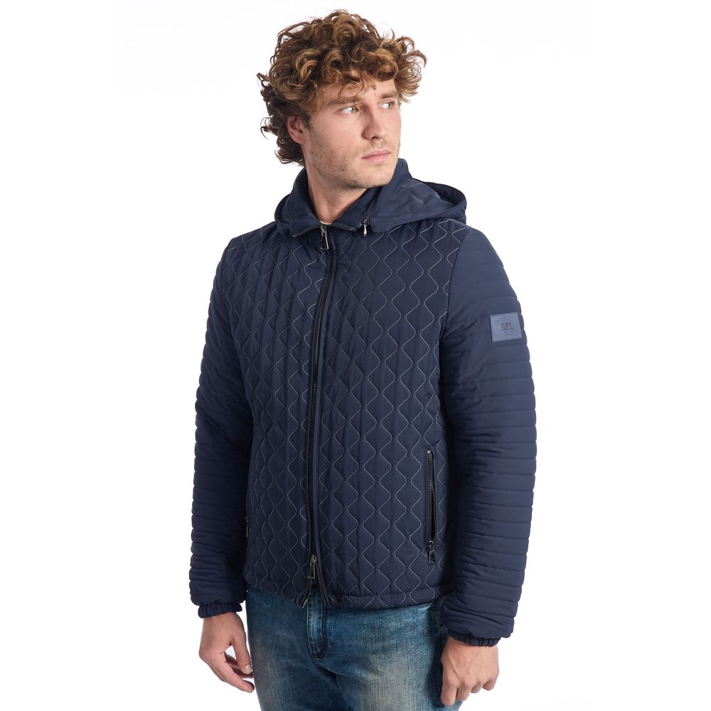 Veste matelassée Roberto Pepe pour homme, en polyamide bleu, luxe.