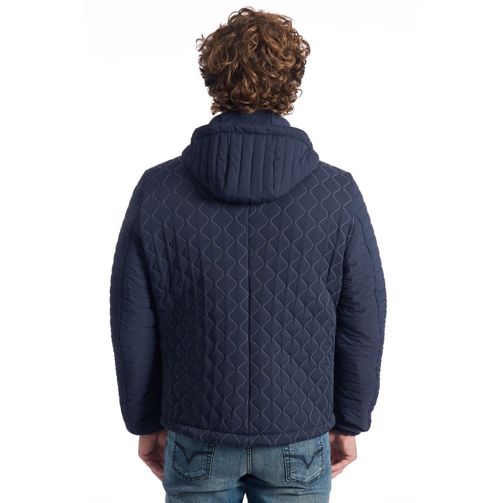 Veste matelassée Roberto Pepe pour homme, en polyamide bleu, luxe.