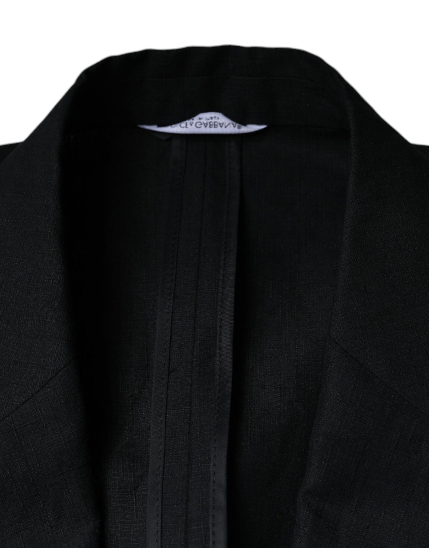 Blazer-robe noir en lin à double boutonnage de Dolce & Gabbana