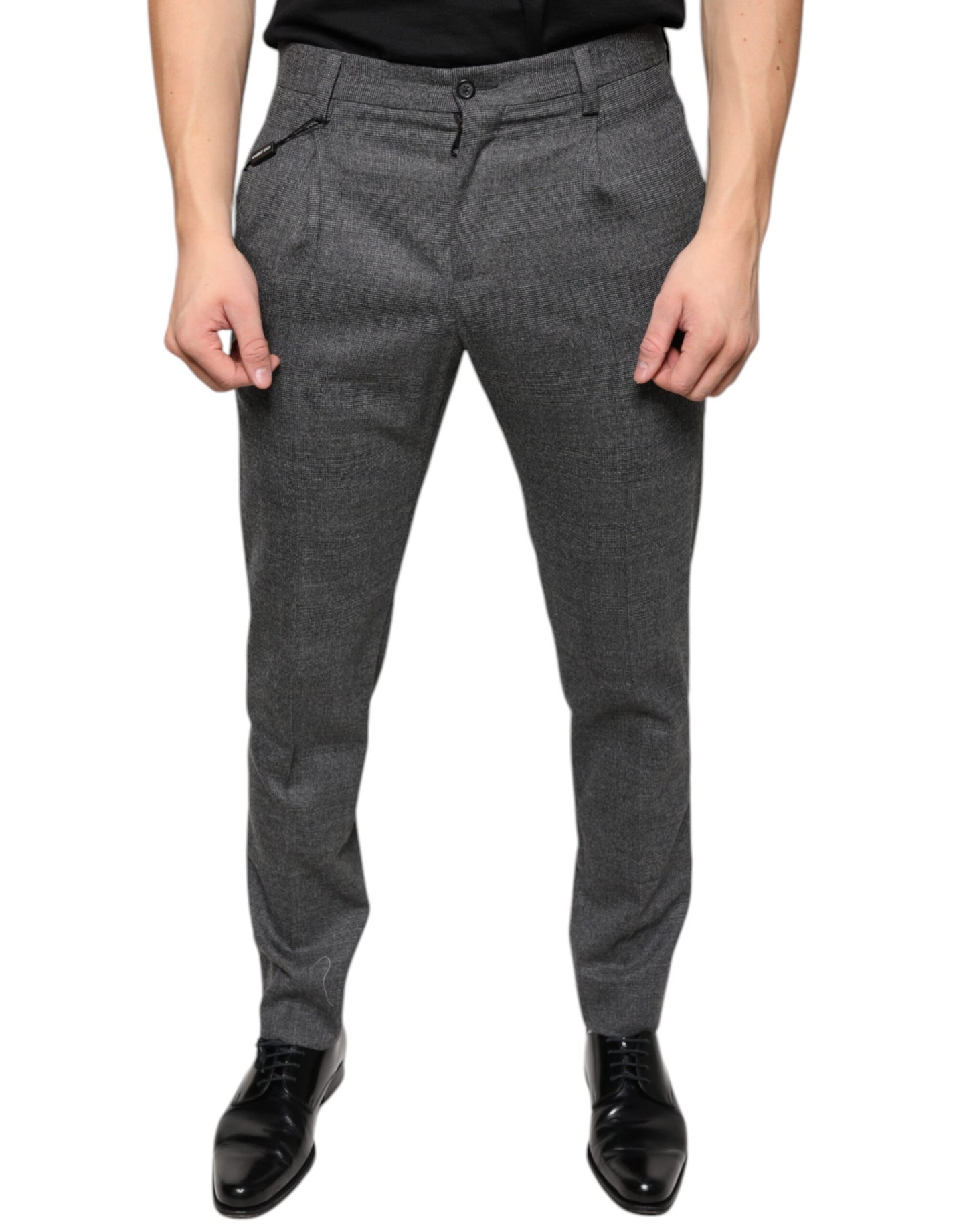 Pantalon skinny en laine à carreaux écossais gris de Dolce & Gabbana