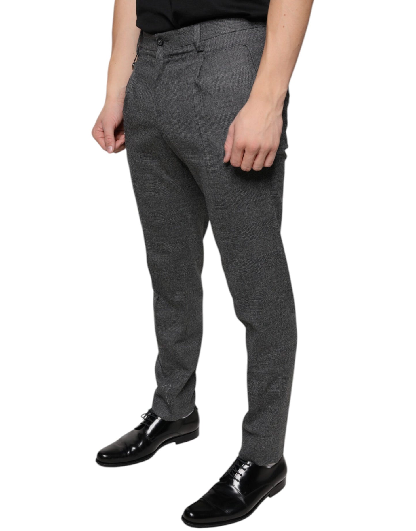 Pantalon skinny en laine à carreaux écossais gris de Dolce & Gabbana