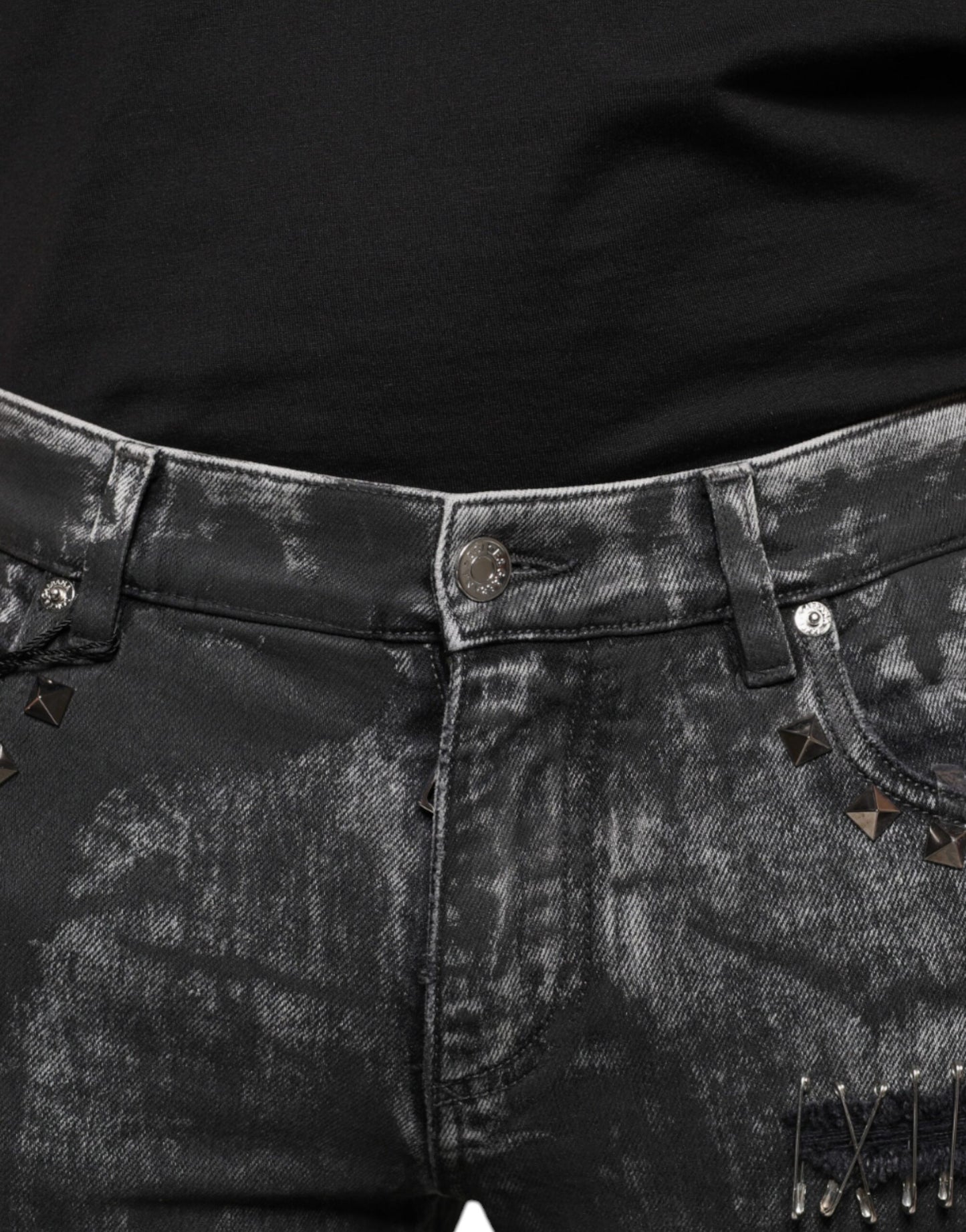 Jeans skinny en coton noir ornés de strass de Dolce & Gabbana