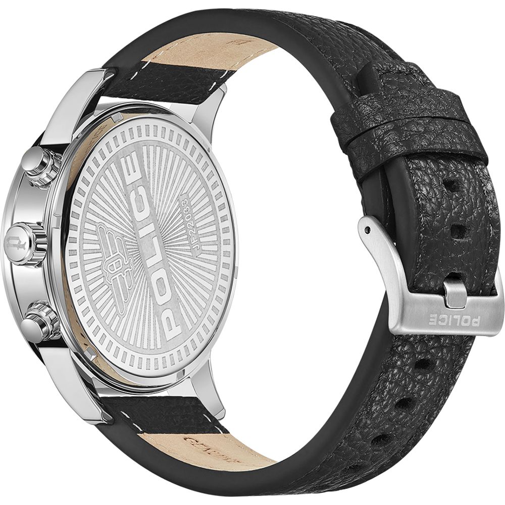 Montre Police en cuir noir