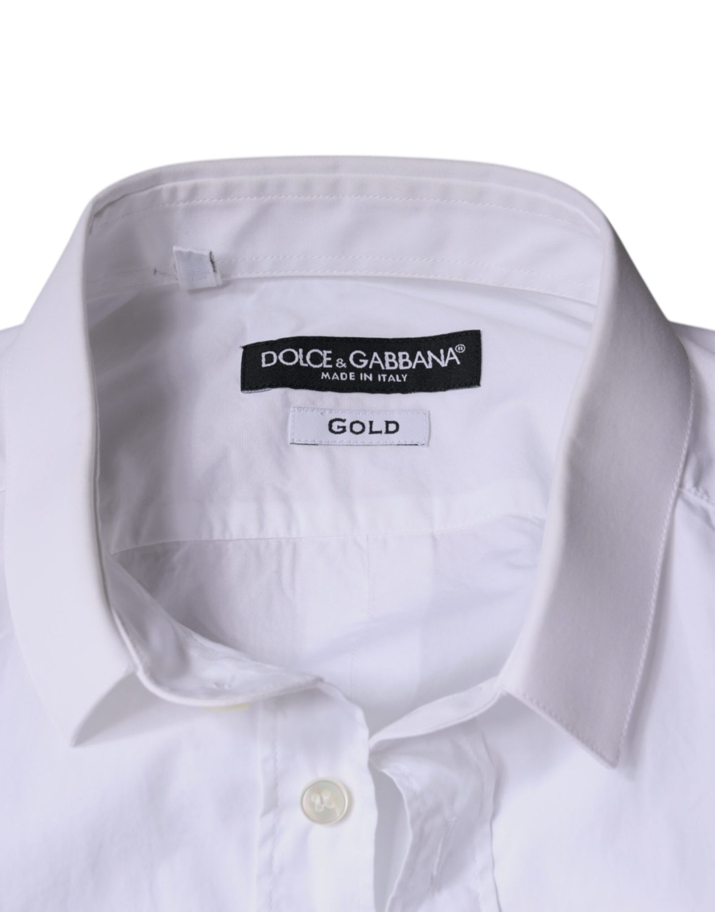 Dolce & Gabbana witte katoenen jurk, GOUDEN formele overhemd met kraag
